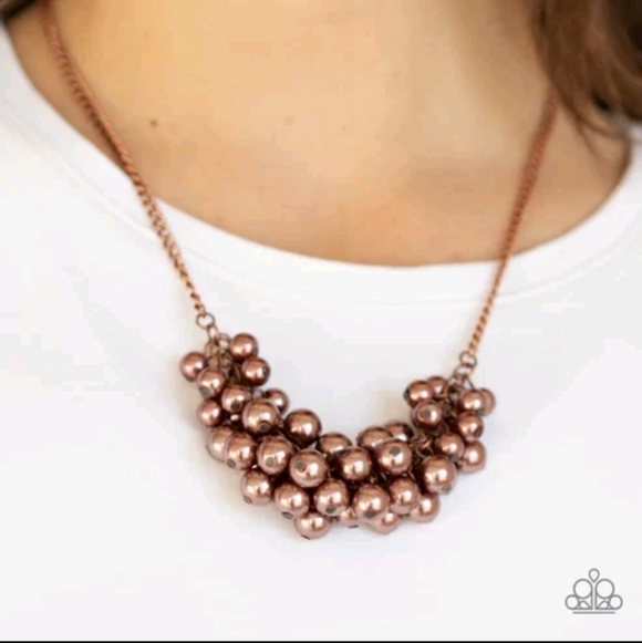 paparazzi Jewelry - Paparazzi Grandiose Glimmer Copper Beaded Statement Necklace Earrings Set New